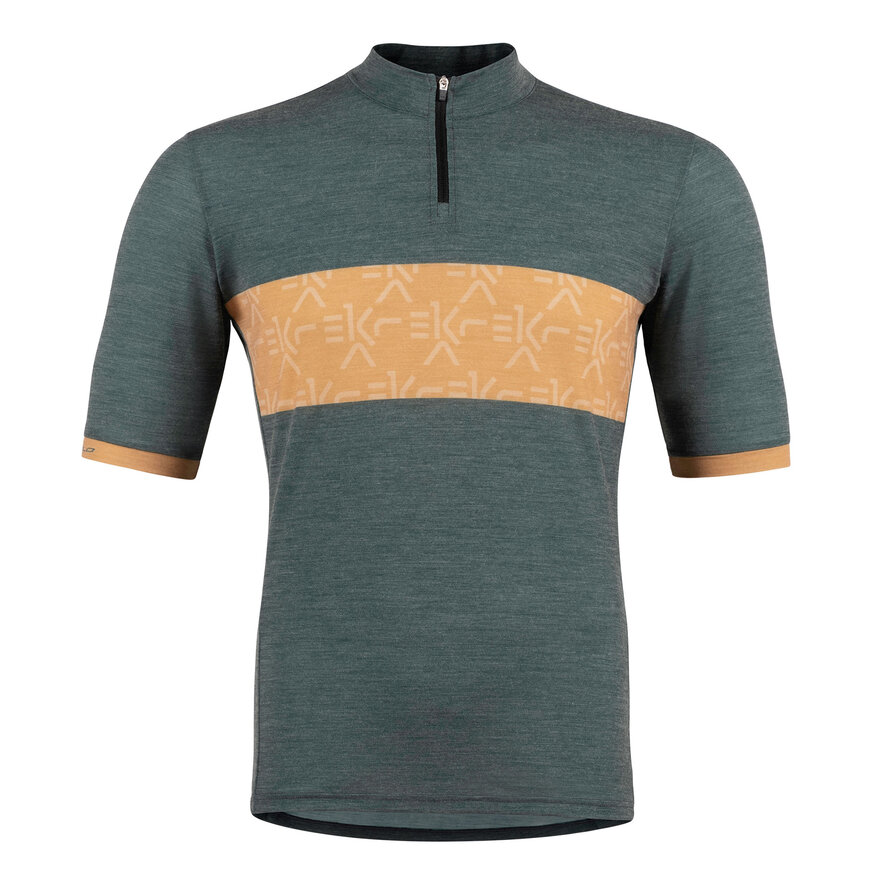 GENEBE SHETLAND JERSEY - SHORT SLEEVE - GREEN/MUSTARD, GREEN, hi-res-1