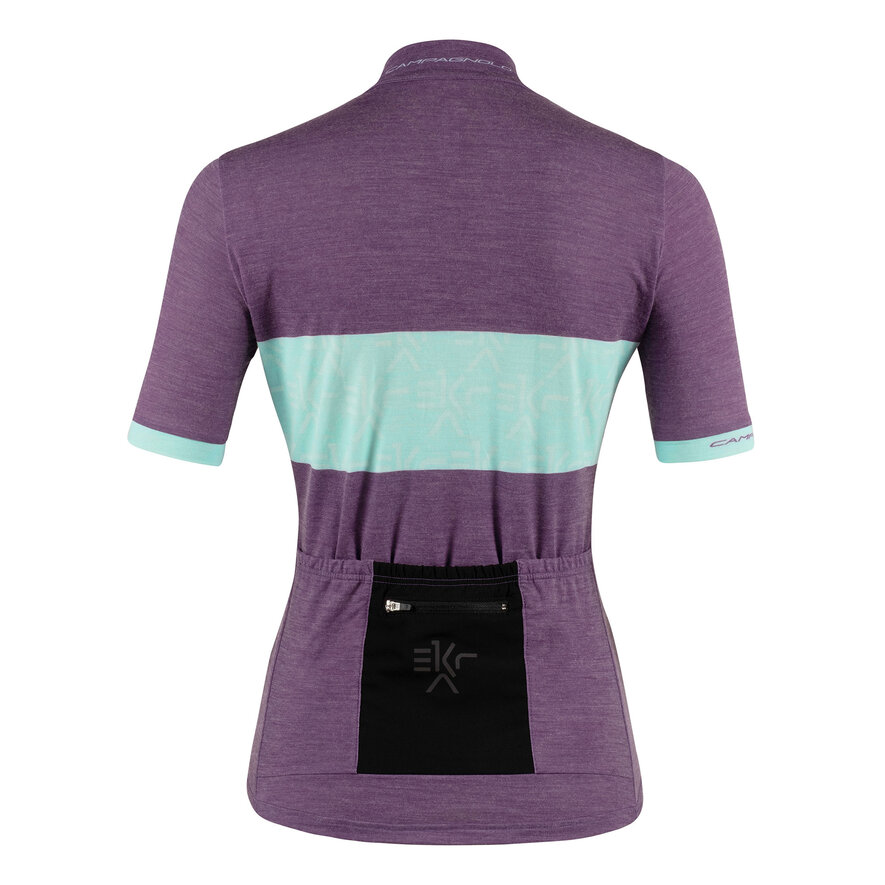 LUSAAN WOMAN SHETLAND  JERSEY - SHORT SLEEVE - MINT/PURPLE, Violet, hi-res-1