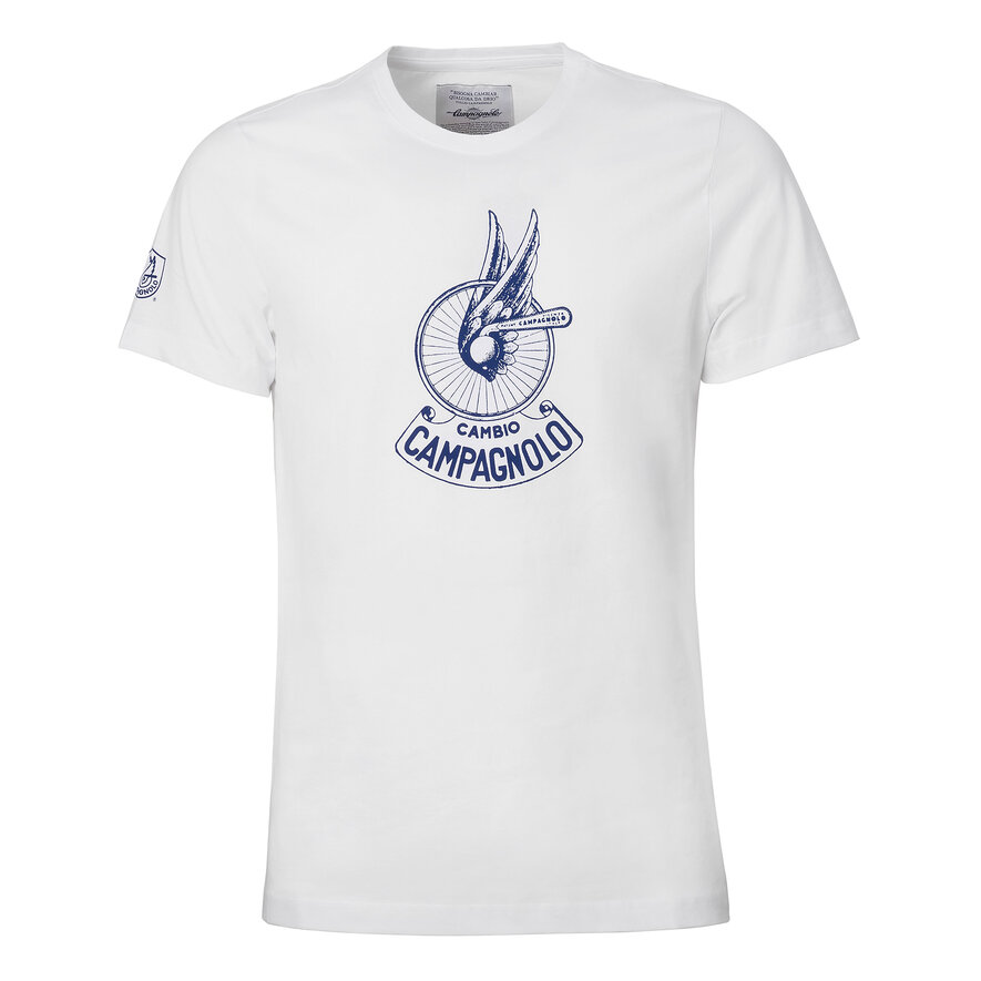 T-SHIRT BLUE MAN WINGED WHEEL, White, hi-res-1